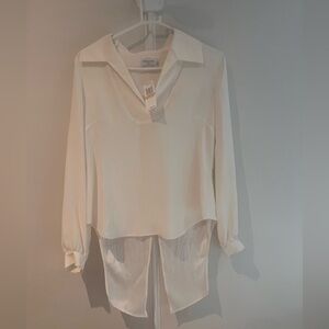 Frame tie back collared silk blouse top women size S